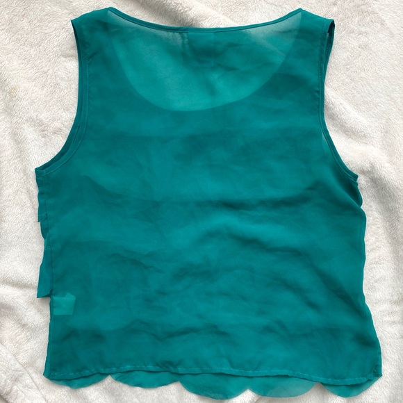 Teal Scalloped Blouse - Picture 2 of 3